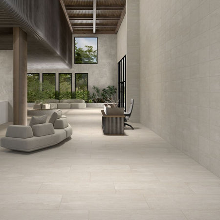 American Olean Theoretical Evolved Fundamental Gray Concrete-Look Porcelain Tile - Lifestyle 1
