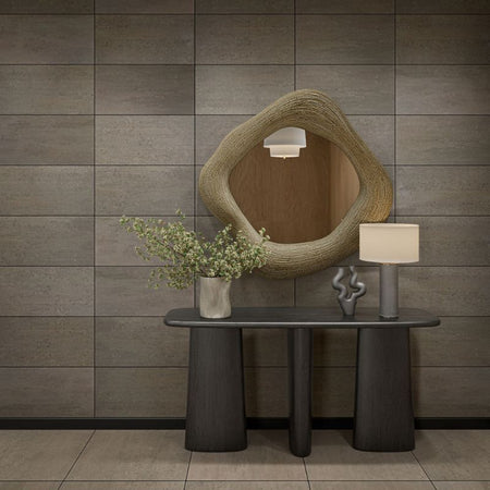 American Olean Theoretical Evolved Hibernate Brown Concrete-Look Porcelain Tile - Lifestyle