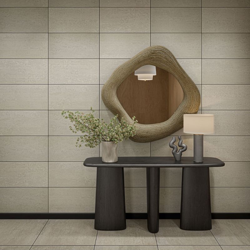 American Olean Theoretical Evolved Reflective Taupe Concrete-Look Porcelain Tile