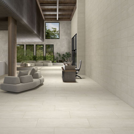 American Olean Theoretical Evolved Ritual Gray Concrete-Look Porcelain Tile - Lifestyle 1
