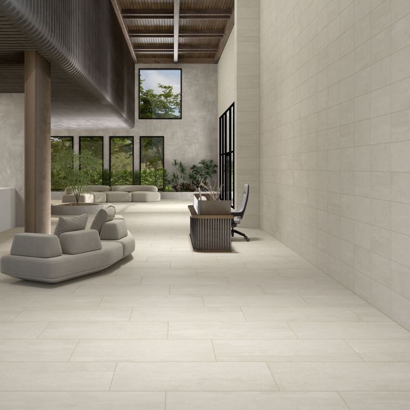 American Olean Theoretical Evolved Ritual Gray Concrete-Look Porcelain Tile - Lifestyle 1