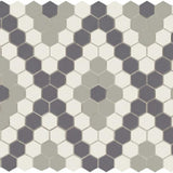 American Olean Unglazed Mosaics Ice White / Black / Lt Smoke Hex Tile