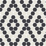 American Olean Unglazed Mosaics Ice White / Black Penny Round Tile