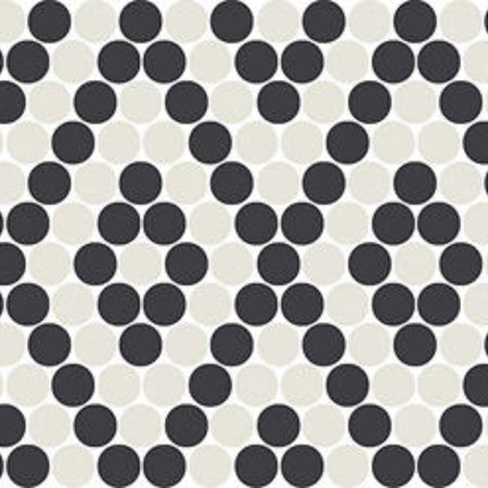 American Olean Unglazed Mosaics Ice White / Black Penny Round Tile