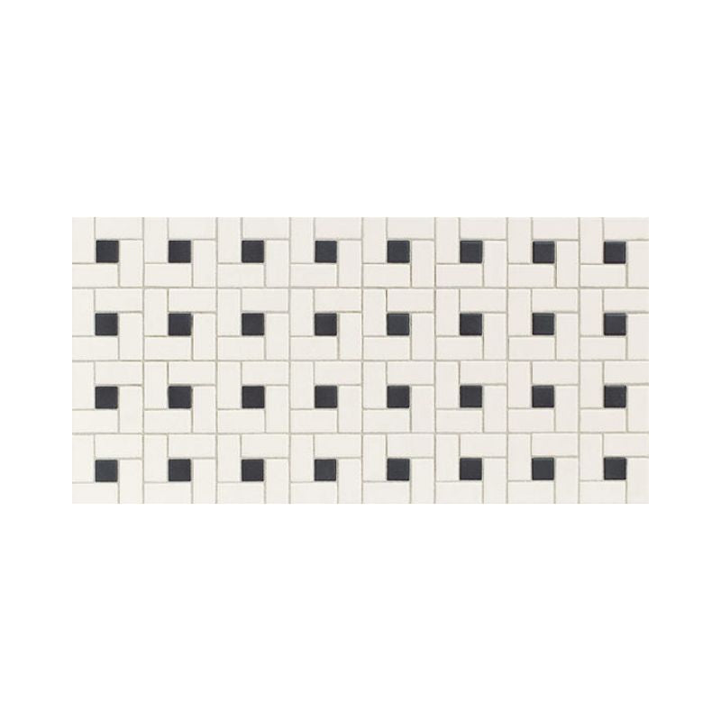 American Olean Unglazed Mosaics Ice White/Black Porcelain Tile - Black Windmill