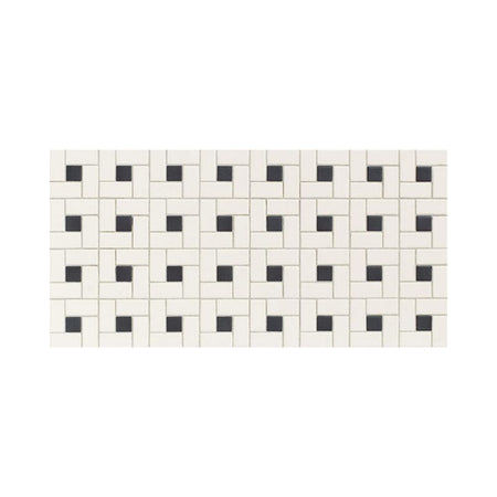 American Olean Unglazed Mosaics Ice White/Black Porcelain Tile - Black Windmill