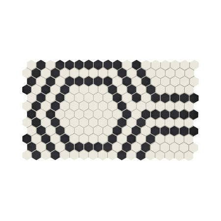 American Olean Unglazed Mosaics Ice White/Black Hex Porcelain Tile
