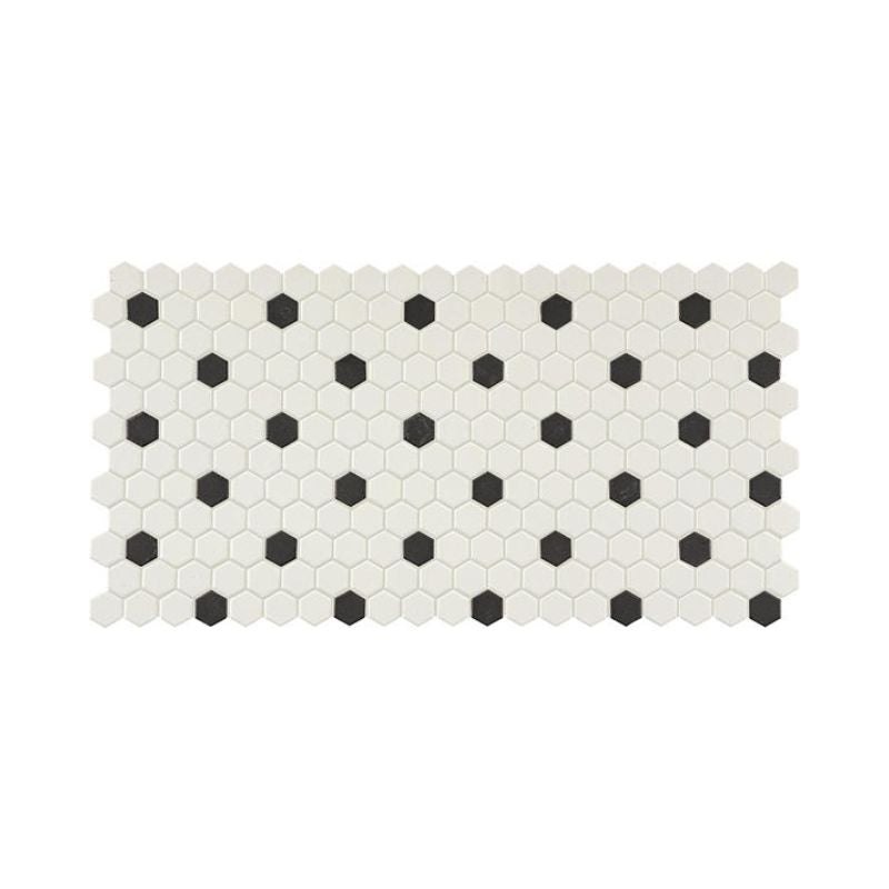 American Olean Unglazed Mosaics Ice White/Black Tile - Hexagon