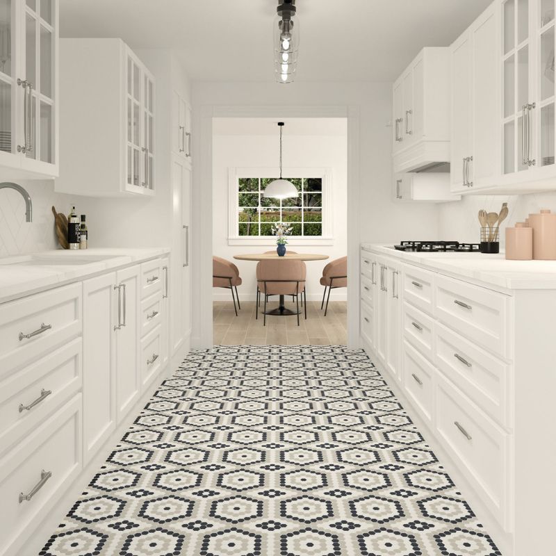 American Olean Unglazed Mosaics Ice White/Black/Light Smoke Porcelain Tile - Lifestyle