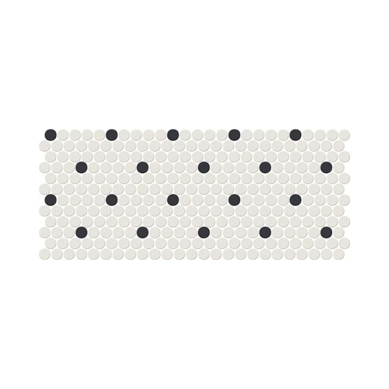 American Olean Unglazed Mosaics Ice White/Black Tile - Penny Rounds