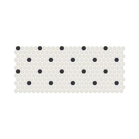 American Olean Unglazed Mosaics Ice White/Black Tile - Penny Rounds