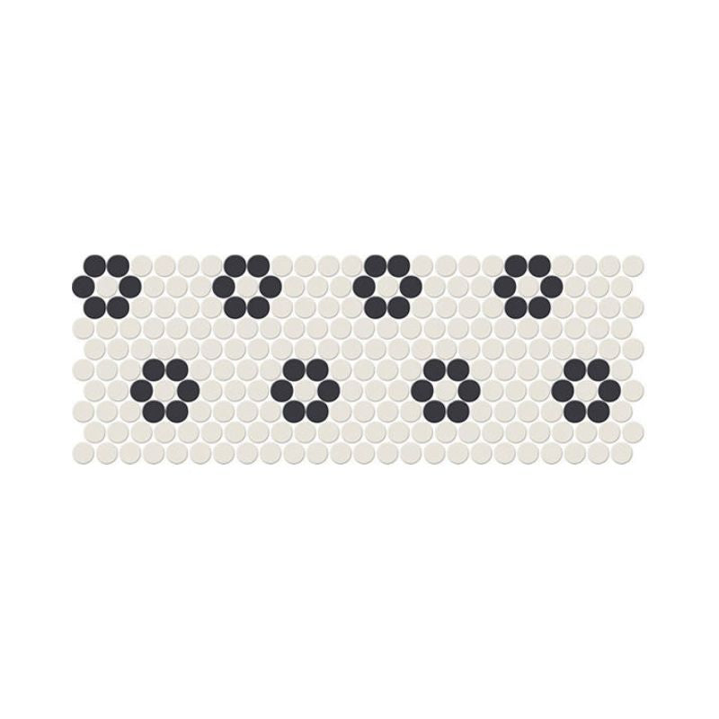 American Olean Unglazed Mosaics Ice White/Black Tile - Penny Rounds