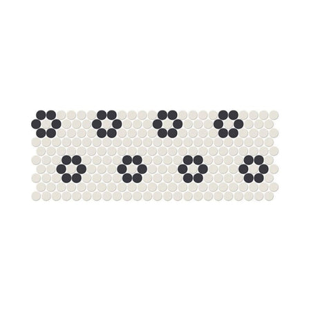 American Olean Unglazed Mosaics Ice White/Black Tile - Penny Rounds