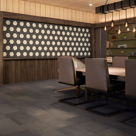 American Olean Union Black Nickel Concrete-Look Porcelain Tile - Lifestyle