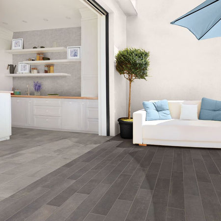 American Olean Union Industrial Gray Concrete-Look Porcelain Tile - Lifestyle 1
