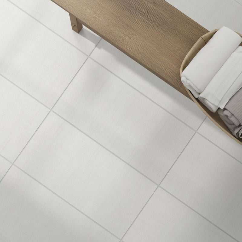 American Olean Calico White Stitchmark Fabric-Look Porcelain Tile
