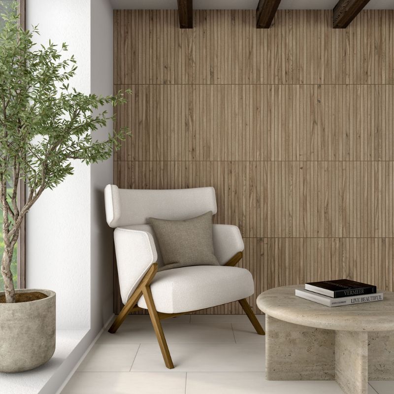 Daltile Acreage Palomino Wood-Look Porcelain Tile - Stacked Lifestyle