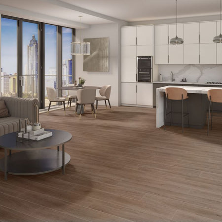 Daltile Pines Terrace Cinnamon Wood-Look Porcelain Tile - Plank Lifestyle