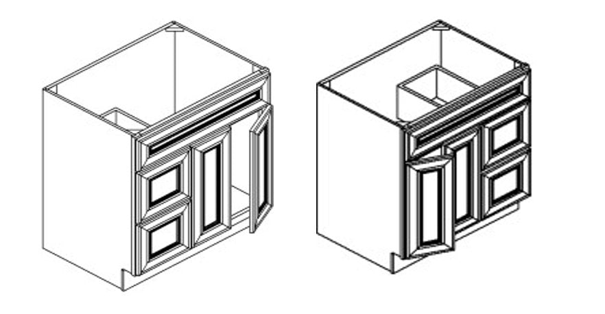 DOUBLE DOOR DOUBLE DRAWER VANITY CABINET - VSD3621DR-Quality Home Distribution