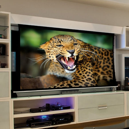 EluneVision Reference Studio 4K AudioWeave Motorized In - Ceiling Tab - Tensioned Screen | 16:9 HD Format - Quality Home Dist