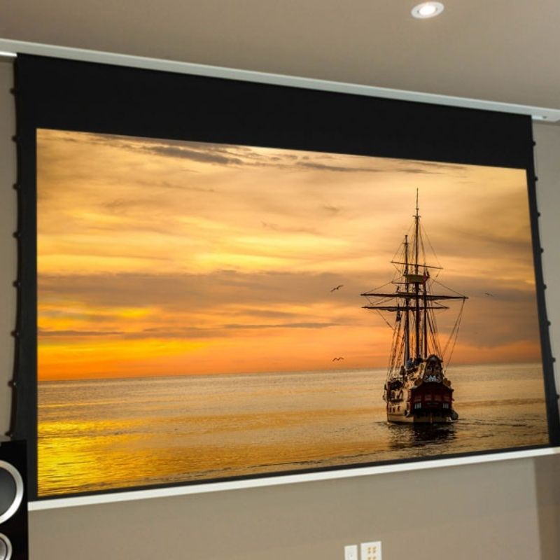 EluneVision Reference Studio 4K Motorized In - Ceiling Tab - Tensioned Screen | 16:9 HD Format - Quality Home Distribution