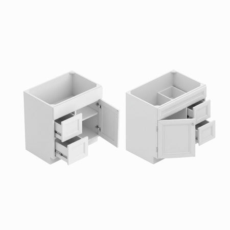 JWQ 30" Single Door & Double Drawer Vanity Cabinet - 21" Deep Comfort Height - JWQ-VSD3021DR-CW - Quality Home Distribution