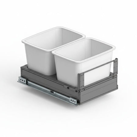 JWQ Double Waste Basket Pullout Kit - Includes Two Bins - JWQ-WBP18 - Quality Home Distribution