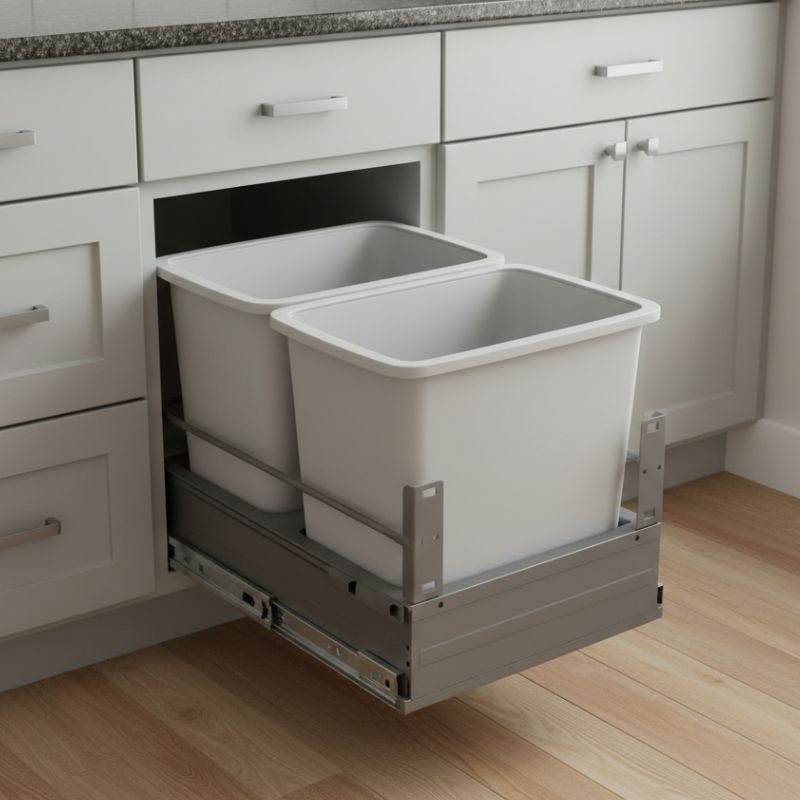 JWQ Double Waste Basket Pullout Kit - Includes Two Bins - JWQ-WBP18 - Quality Home Distribution