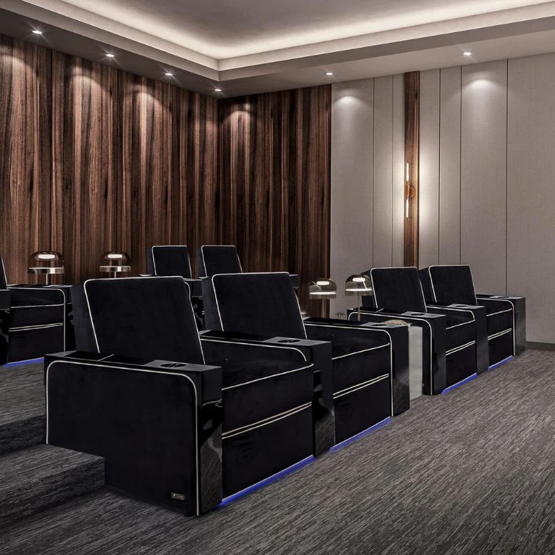 Valencia Naples Elegance Edition | Premium Parisian Velour & Piano Black Home Theater Seating - Quality Home Distribution