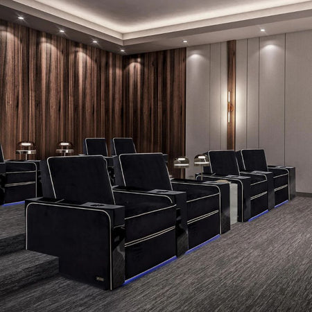 Valencia Naples Elegance Edition | Premium Parisian Velour & Piano Black Home Theater Seating - Quality Home Distribution