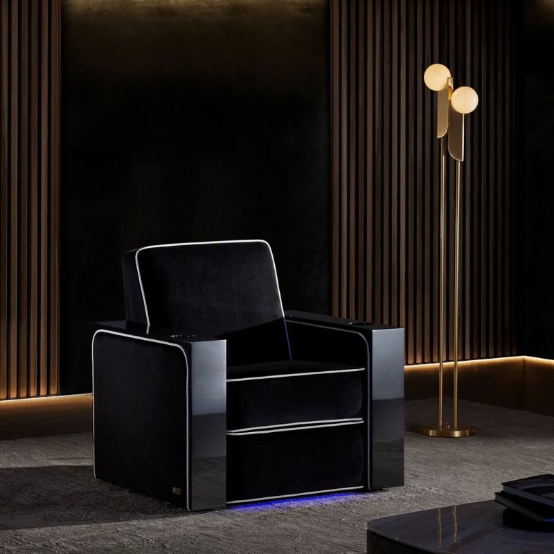 Valencia Naples Elegance Edition | Premium Parisian Velour & Piano Black Home Theater Seating - Quality Home Distribution
