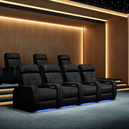 Valencia Verona Power Headrest Edition | Midnight Black Premium Nappa 9000 Leather - Quality Home Distribution