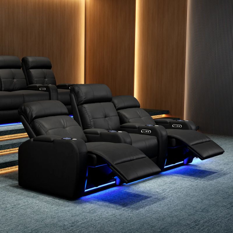 Valencia Verona Power Headrest Edition | Midnight Black Premium Nappa 9000 Leather - Quality Home Distribution