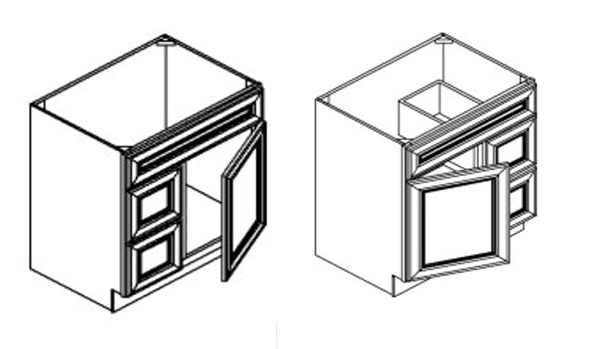 SINGLE DOOR DOUBLE DRAWER VANITY CABINET - VSD3021DR-Quality Home Distribution