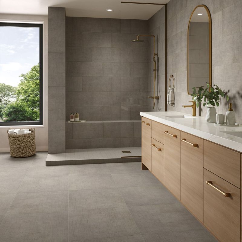 Tweed Taupe Stitchmark Fabric-Look Porcelain Tile - Lifestyle 1