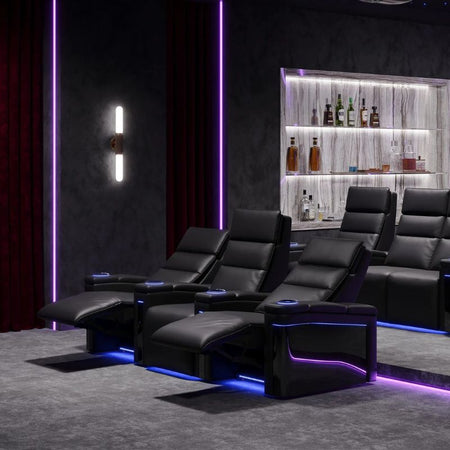 Valencia Monza Carbon Fiber Edition | Premium Semi - Aniline Leather Home Theater Seating - Quality Home Distribution