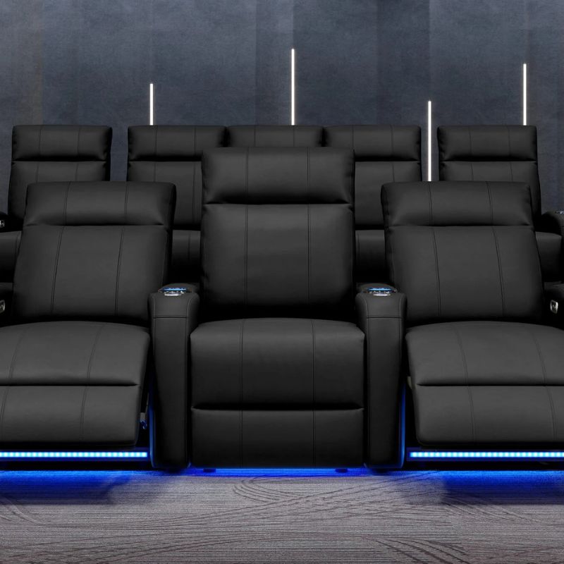 Valencia Syracuse Theater Seating | Power Recline & LED Ambiance - VAL-SYRA-BLK-R2 - Quality Home Distribution