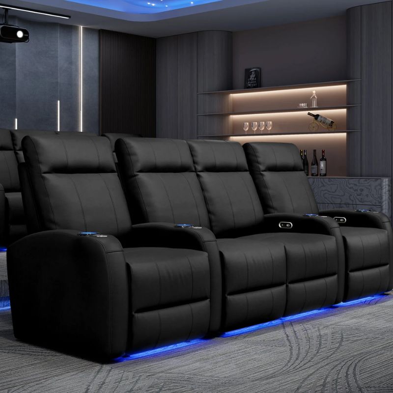 Valencia Syracuse Theater Seating | Power Recline & LED Ambiance - VAL-SYRA-BLK-R2 - Quality Home Distribution