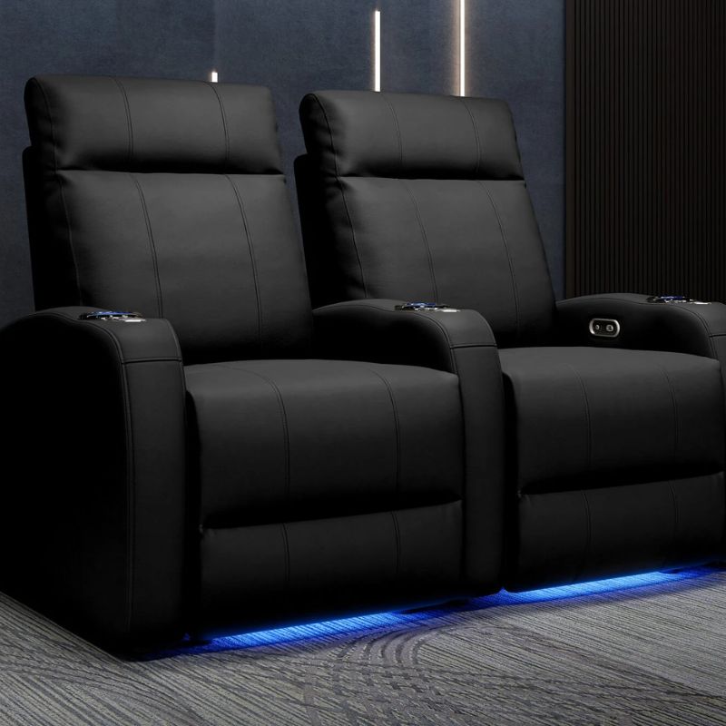Valencia Syracuse Theater Seating | Power Recline & LED Ambiance - VAL-SYRA-BLK-R2 - Quality Home Distribution
