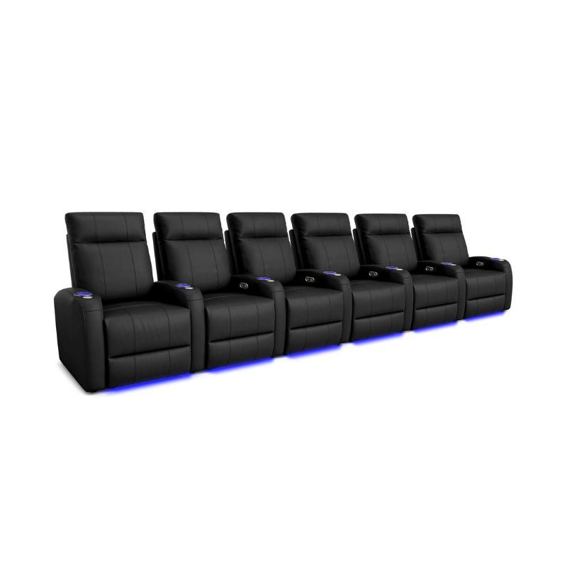 Valencia Syracuse Theater Seating | Power Recline & LED Ambiance - VAL-SYRA-BLK-R6 - Quality Home Distribution