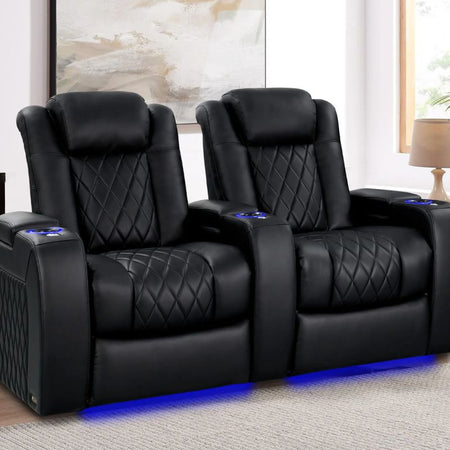 Valencia Tuscany Heat & Massage Edition | Midnight Black Nappa 11000 Leather - VAL-TUSHM-MBLK-R2 - Quality Home Distribution