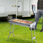 29" Fordable BBQ Charcoal Grill Stainless Steel Backyard Cooker Silver Party - 371830385893-Quality Home Distribution