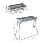 29" Fordable BBQ Charcoal Grill Stainless Steel Backyard Cooker Silver Party - 371830385893-Quality Home Distribution