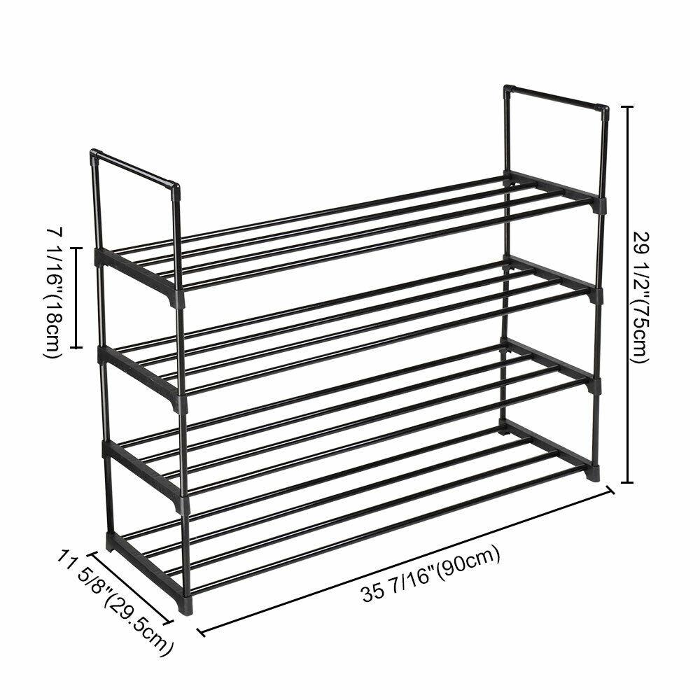 4 Tier Metal Shoe Rack Tower Shelf 16 Pair Storage Organizer Cabinet - 382651470683-Quality Home Distribution