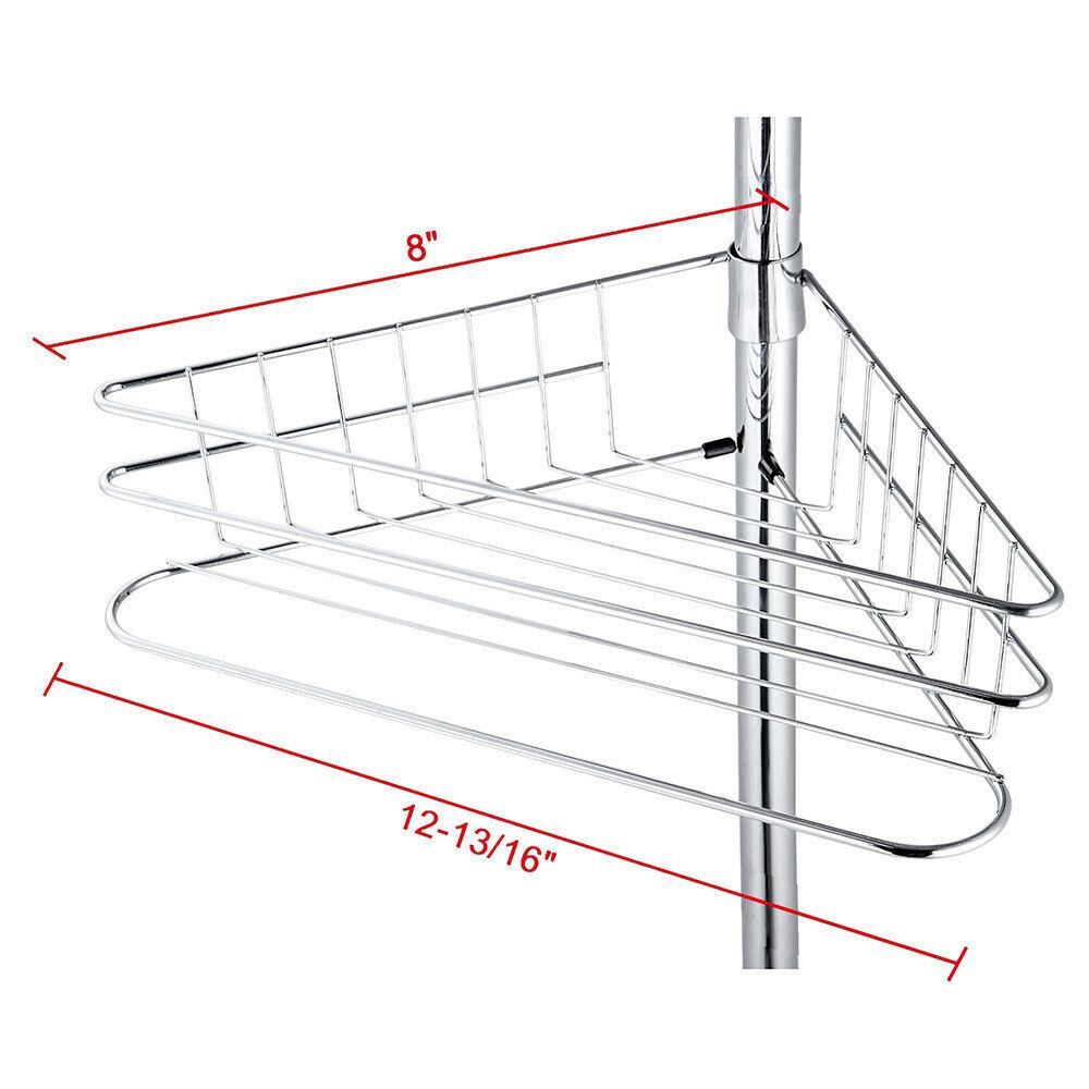 4 Tier Metal Shower Corner Pole Caddy Bathroom Wall Shelf Storage Rack Holder - 381875207504-Quality Home Distribution