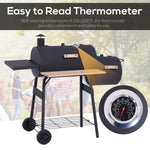 48" Steel Portable Backyard Charcoal BBQ Grill and Offset Smoker Combo Backyard - 352576612882-Quality Home Distribution