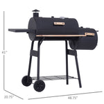 48" Steel Portable Backyard Charcoal BBQ Grill and Offset Smoker Combo Backyard - 352576612882-Quality Home Distribution