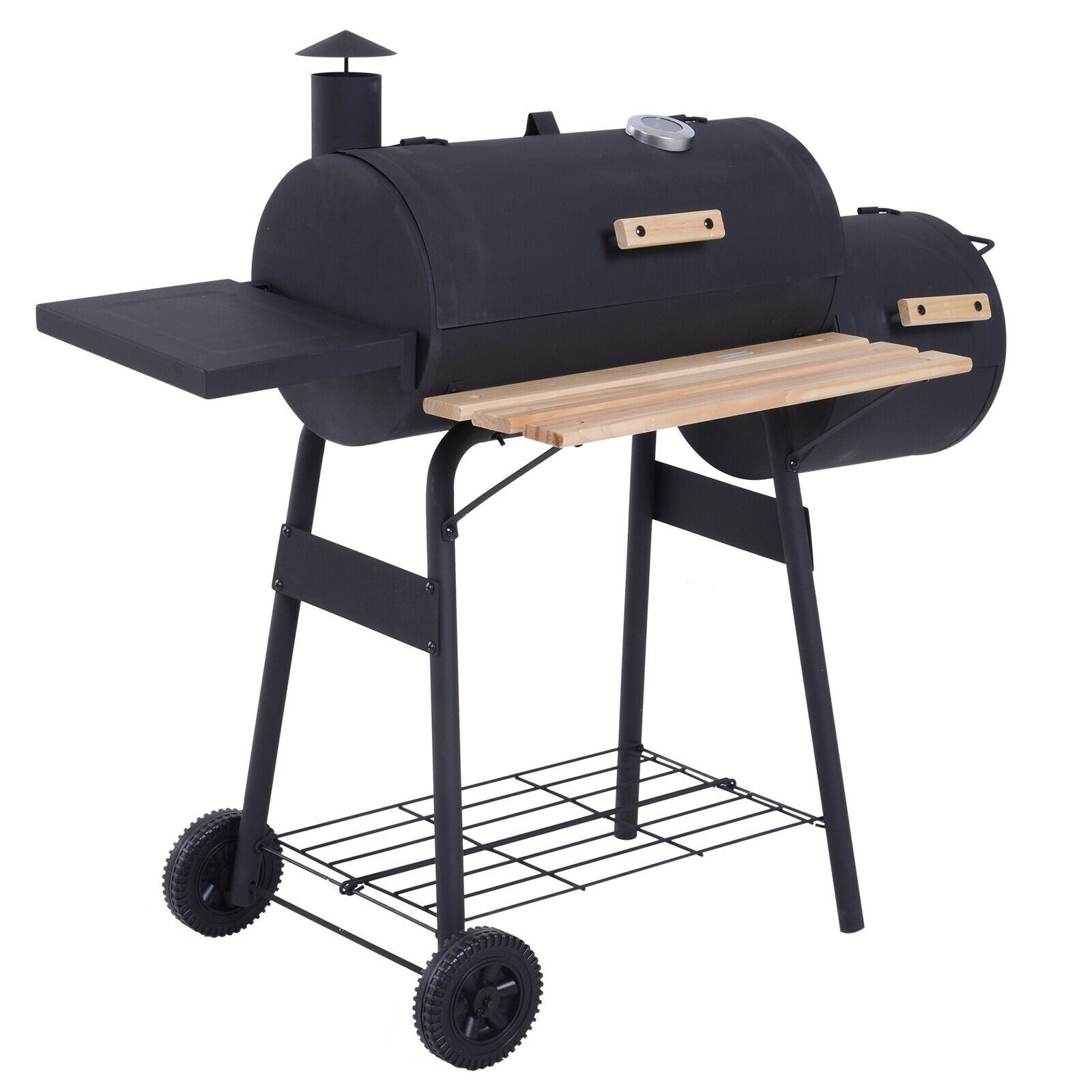 48" Steel Portable Backyard Charcoal BBQ Grill and Offset Smoker Combo Backyard - 352576612882-Quality Home Distribution