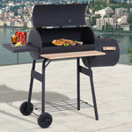 48" Steel Portable Backyard Charcoal BBQ Grill and Offset Smoker Combo Backyard - 352576612882-Quality Home Distribution