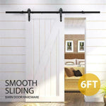 6'' Outdoor Barn Door Hardware Sliding Track Rail Kit Hanger Roller Closet Black - 283604677884-Quality Home Distribution